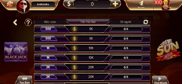 Chinh Phục Đỉnh Cao Black Jack Tại SunWin Cổng Game Đẳng Cấp Nhất